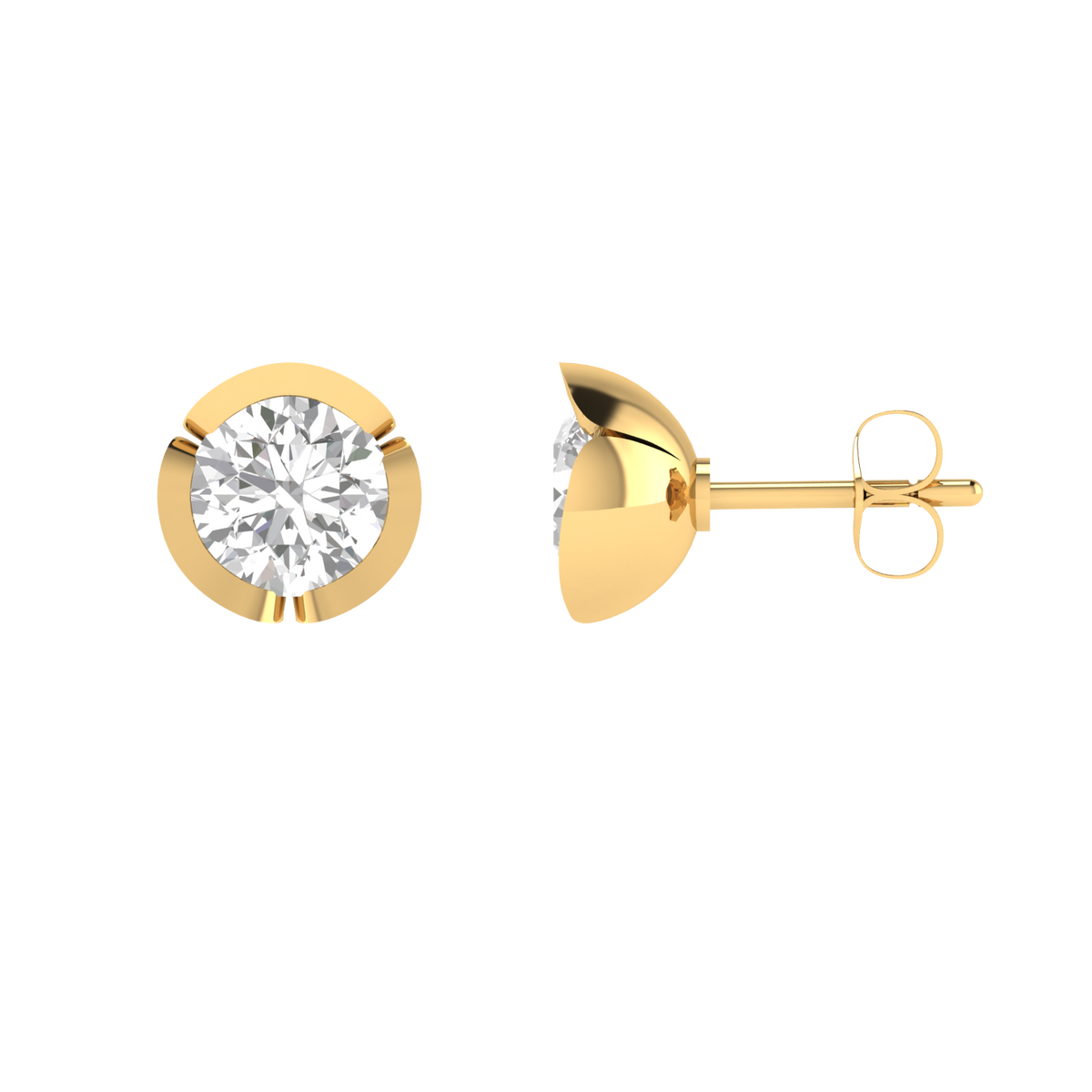 petal setting solitaire earrings - Gold