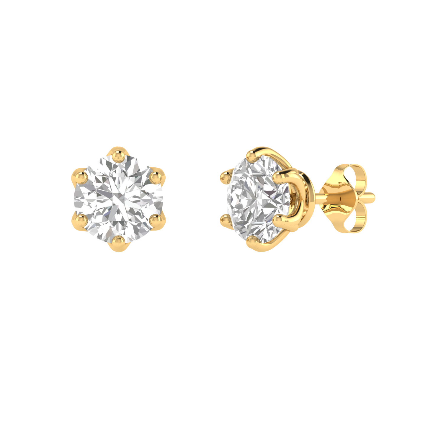 6 prongs solitaire earrings - Gold