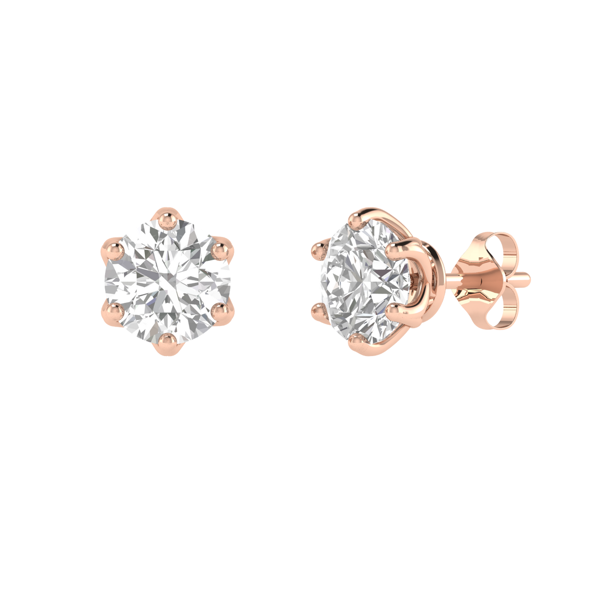 6 prongs solitaire earrings - Rose