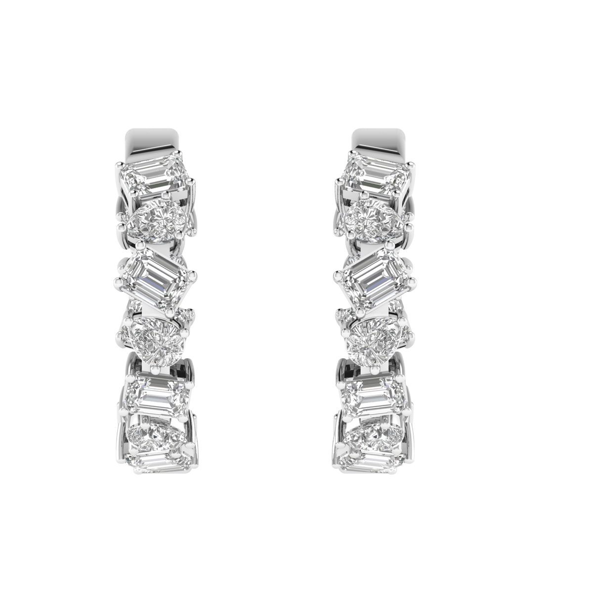 emerald pear inside out hoop earrings - White
