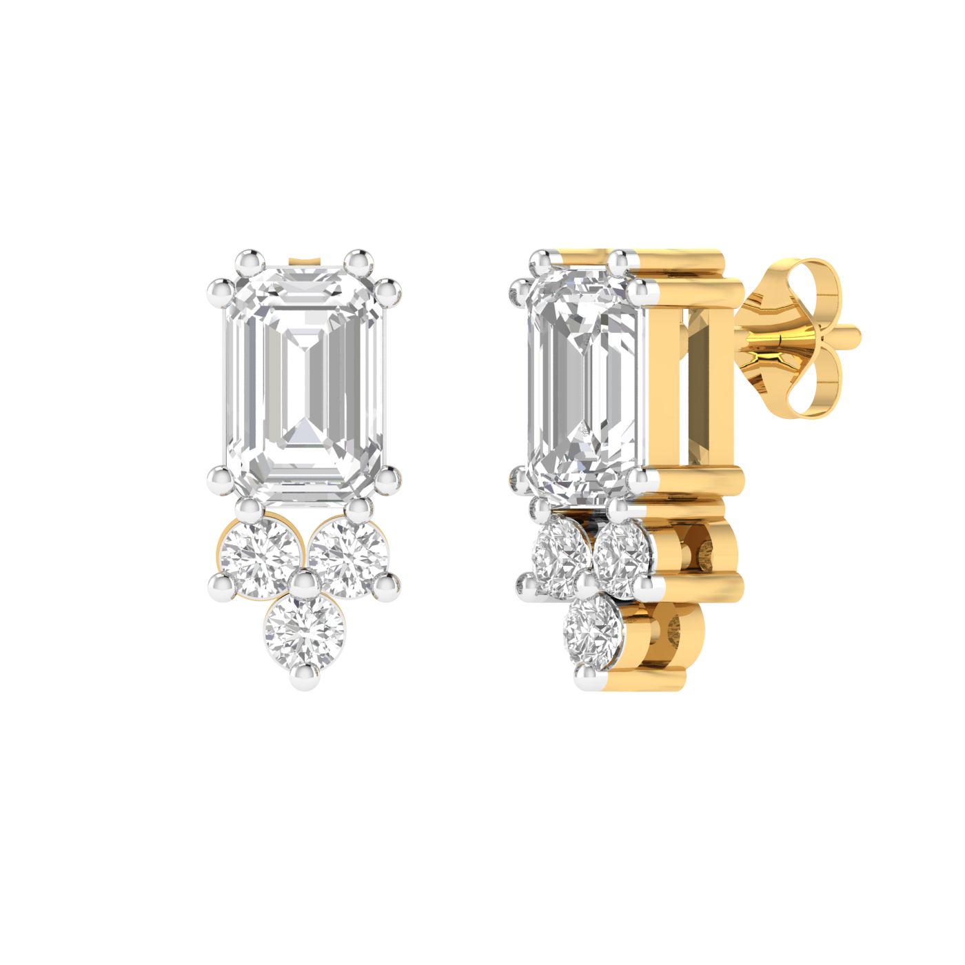 Emerald with small diamonds earrings - Gold