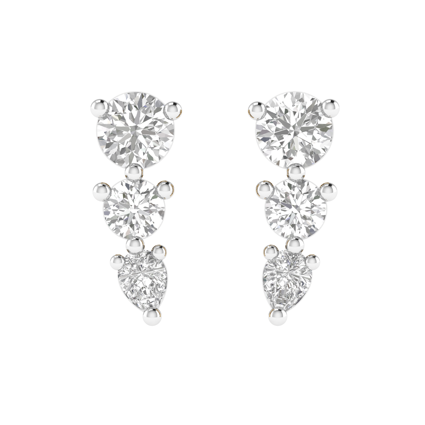 round and pear studd earrings - Gold