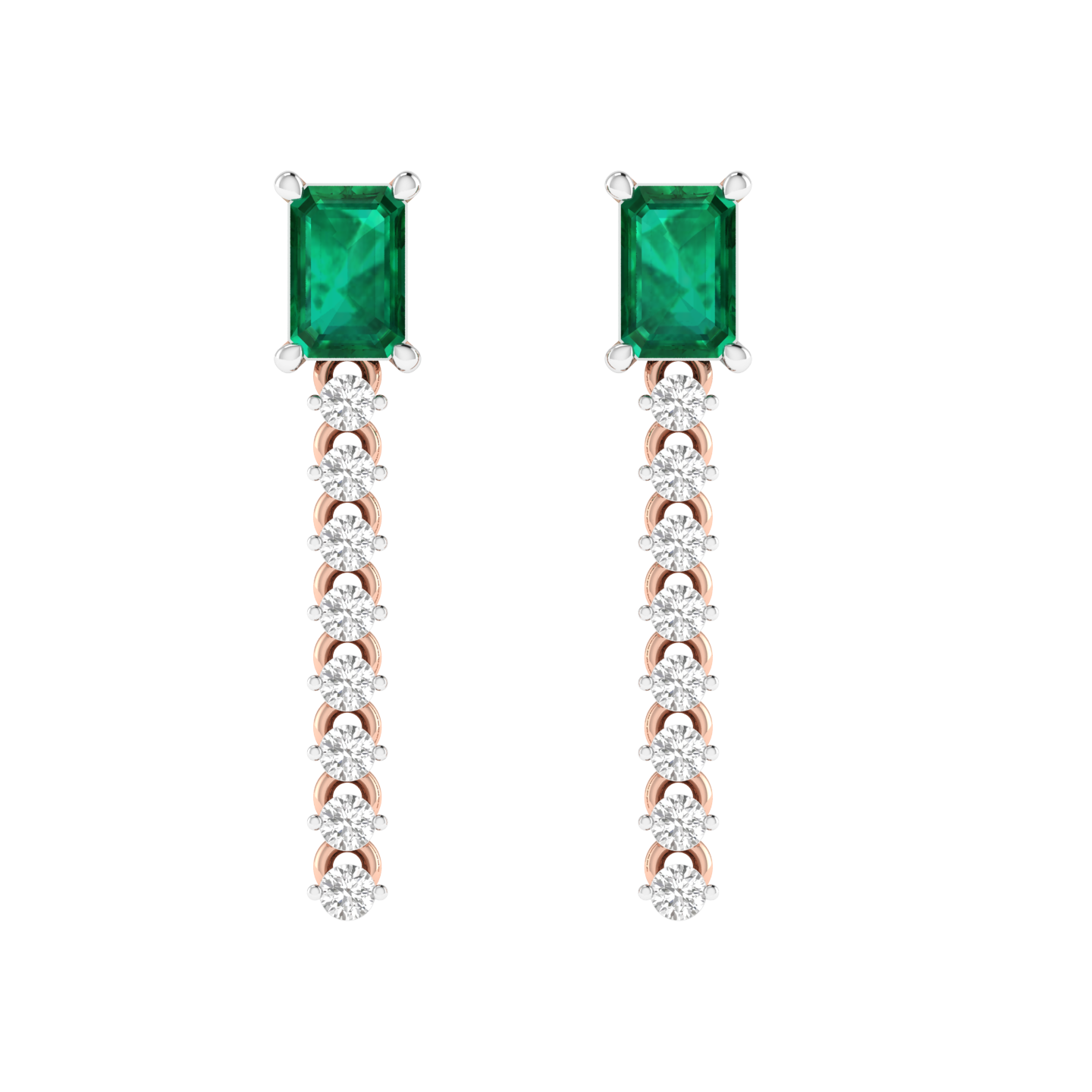 round with green emerald earrings - Rose