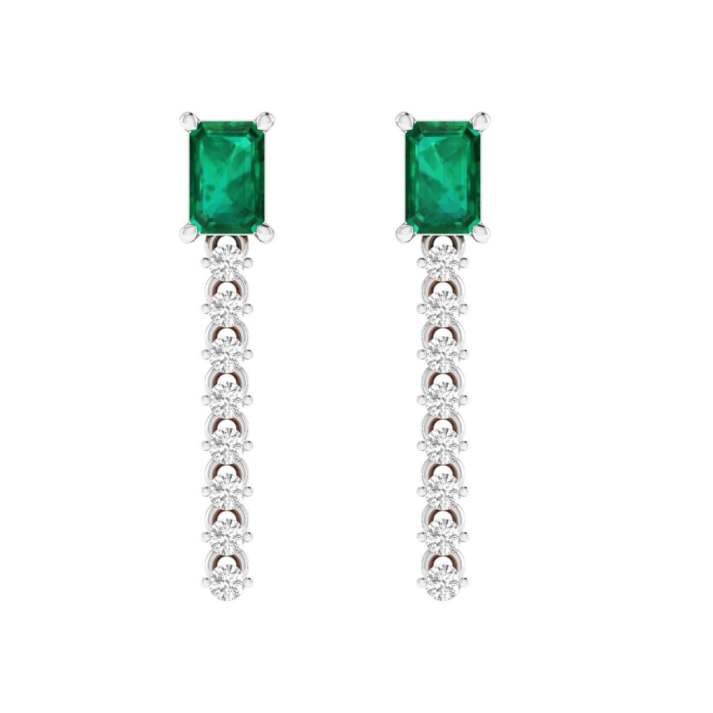 round with green emerald earrings - Rose