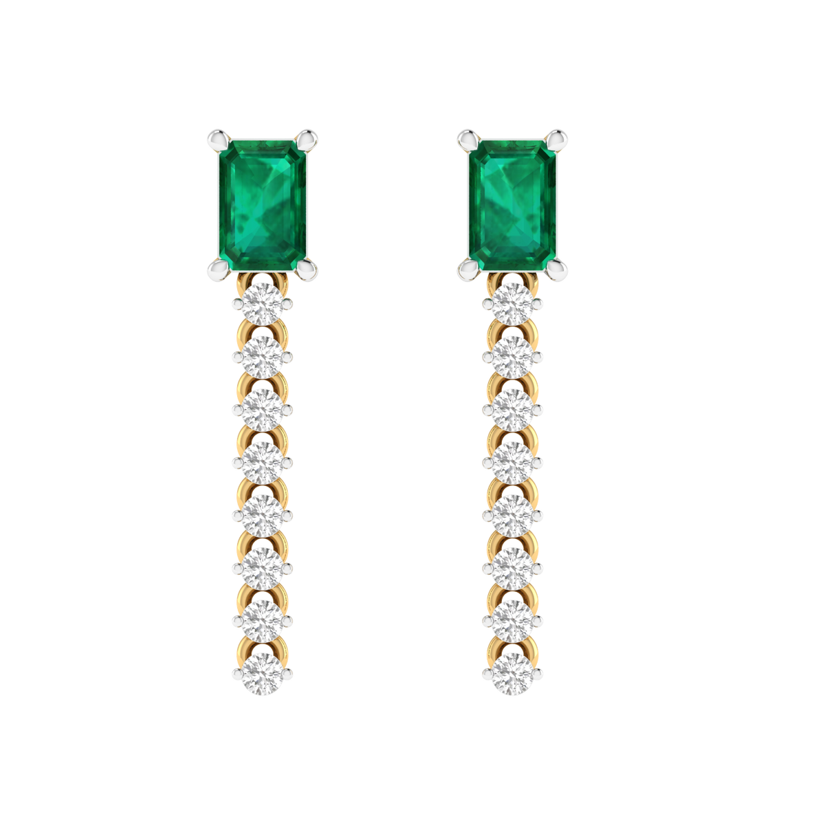 round with green emerald earrings - Gold