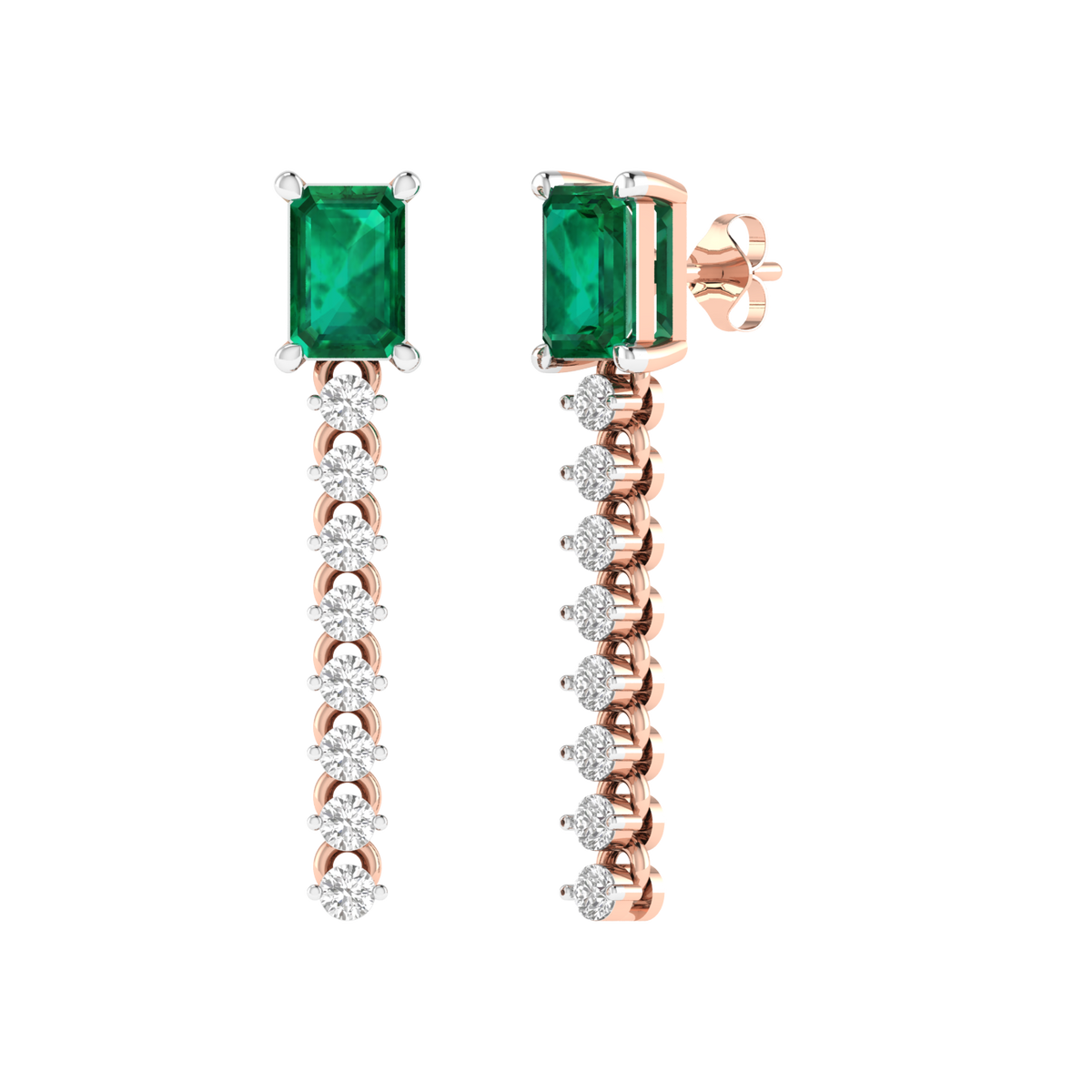 round with green emerald earrings - Rose