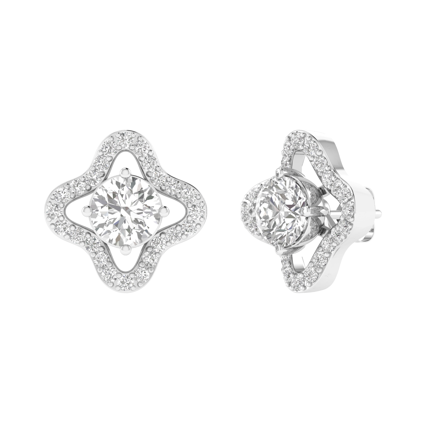 flower solitaire earrings - White