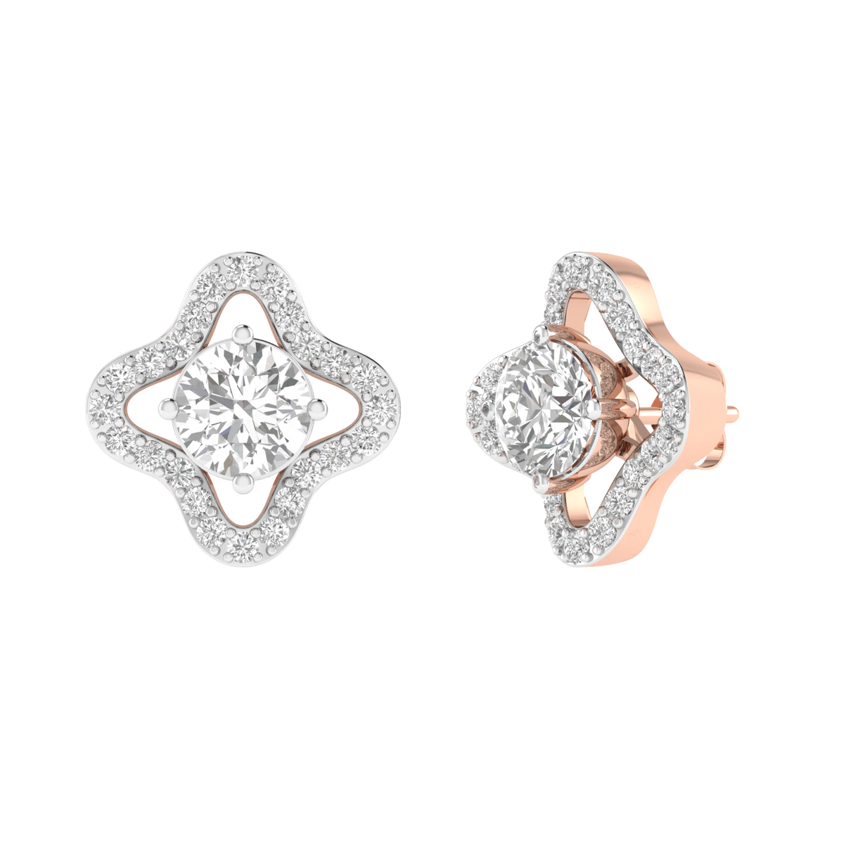 flower solitaire earrings - Rose