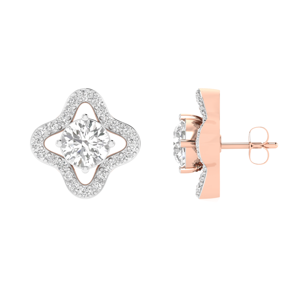flower solitaire earrings - Rose