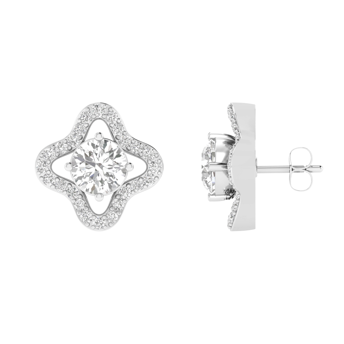 flower solitaire earrings - White