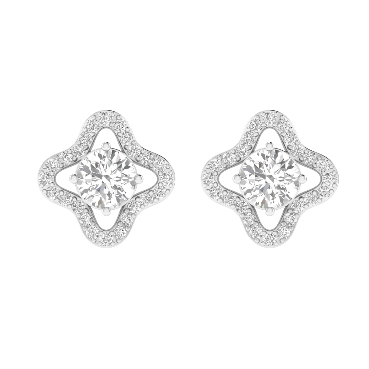 flower solitaire earrings - White