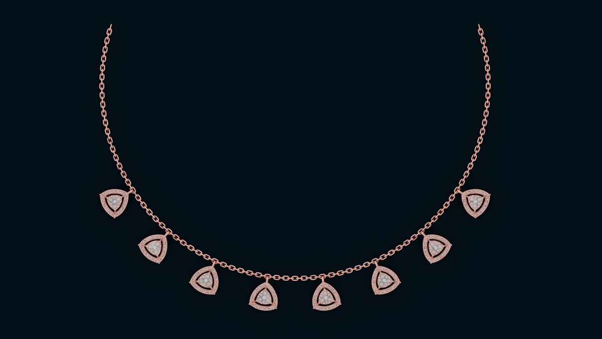 Lab Grown Small diamonds Triangle charm necklace - Rose