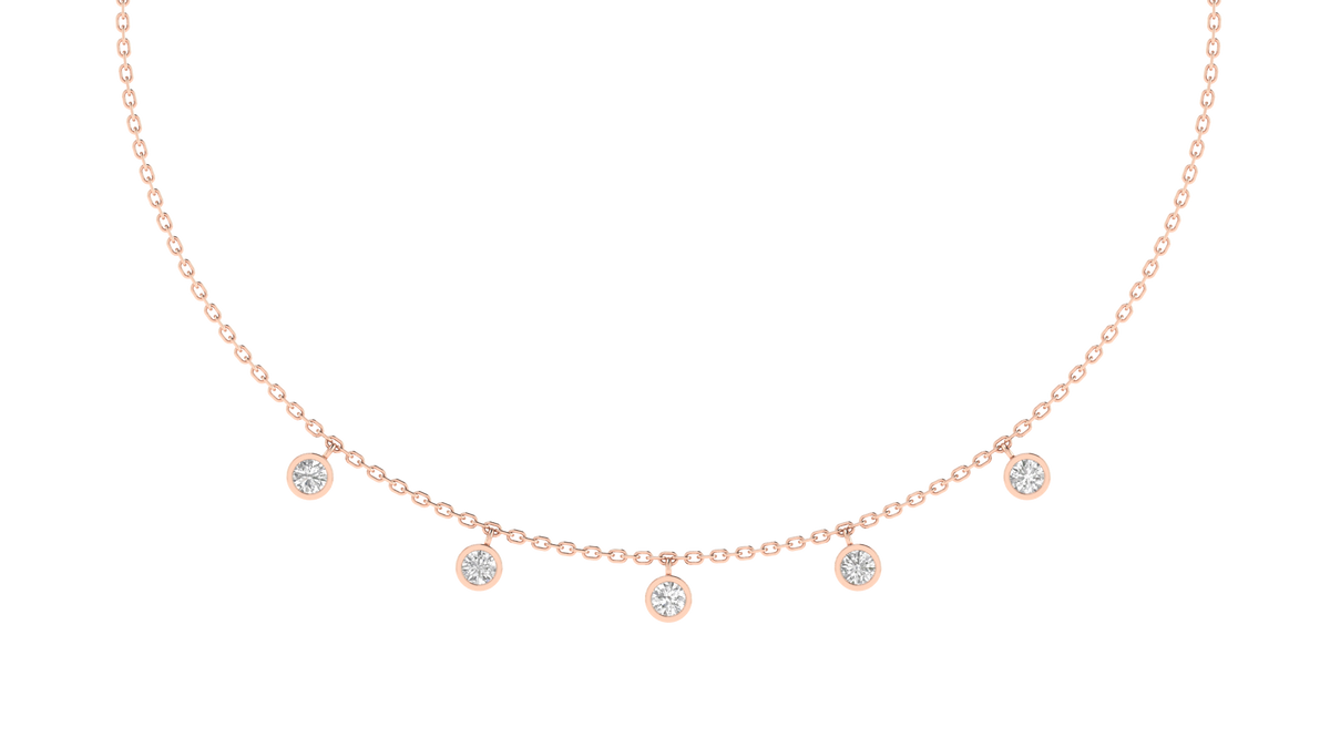 Lab Grown Single Solitaire Cahrm Necklace - Rose