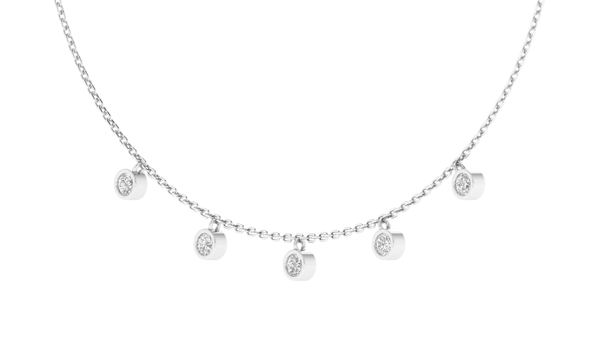 Lab Grown Single Solitaire Cahrm Necklace - White
