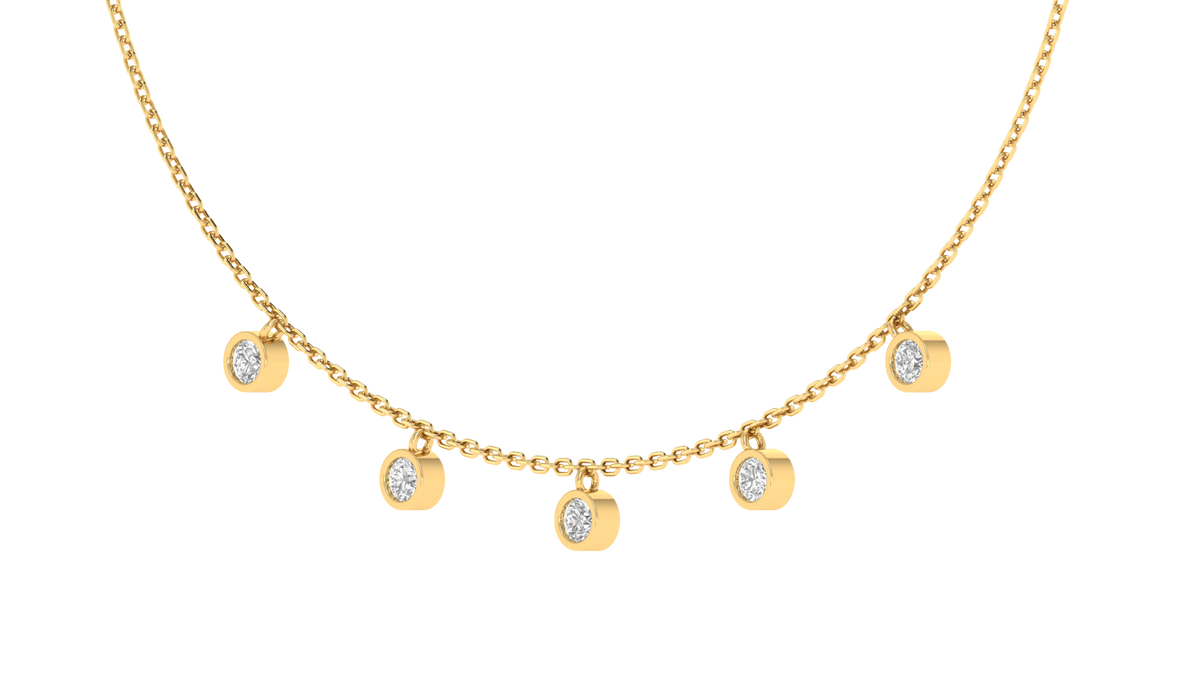 Lab Grown Single Solitaire Cahrm Necklace - Gold