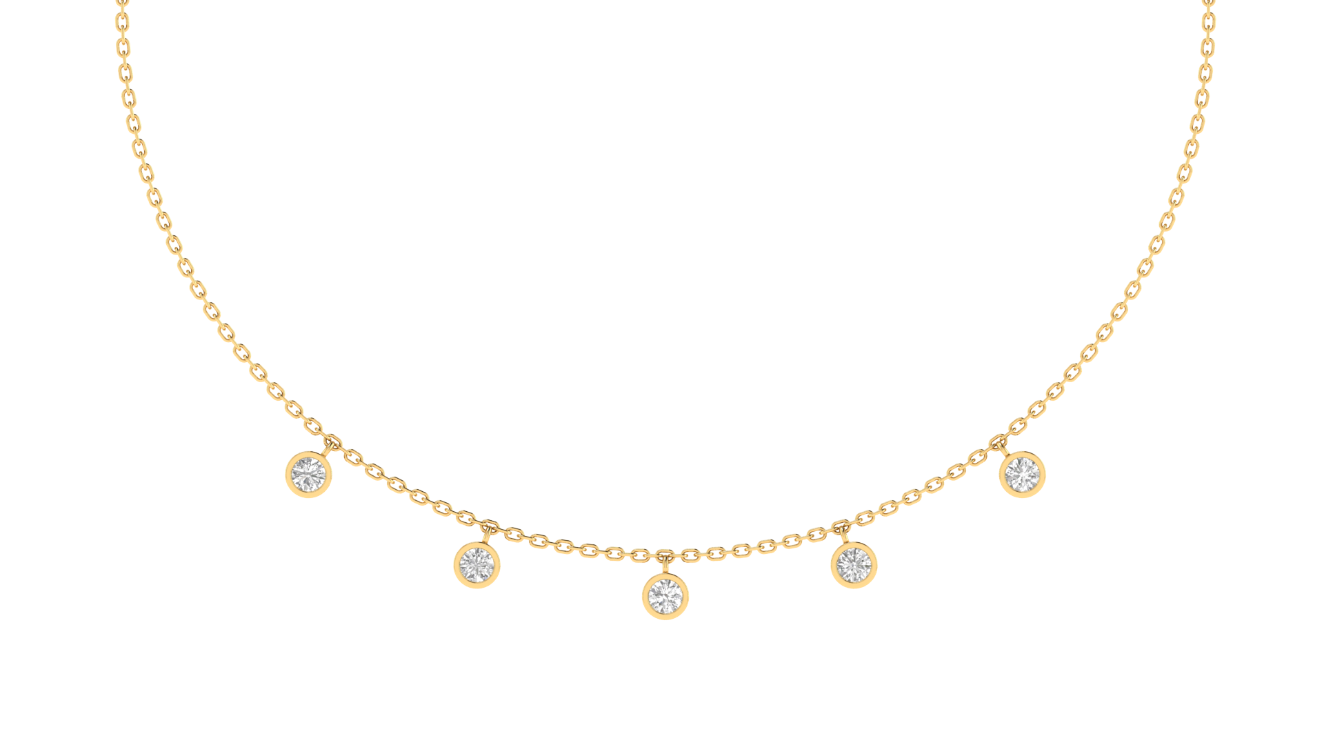 Lab Grown Single Solitaire Cahrm Necklace - Gold