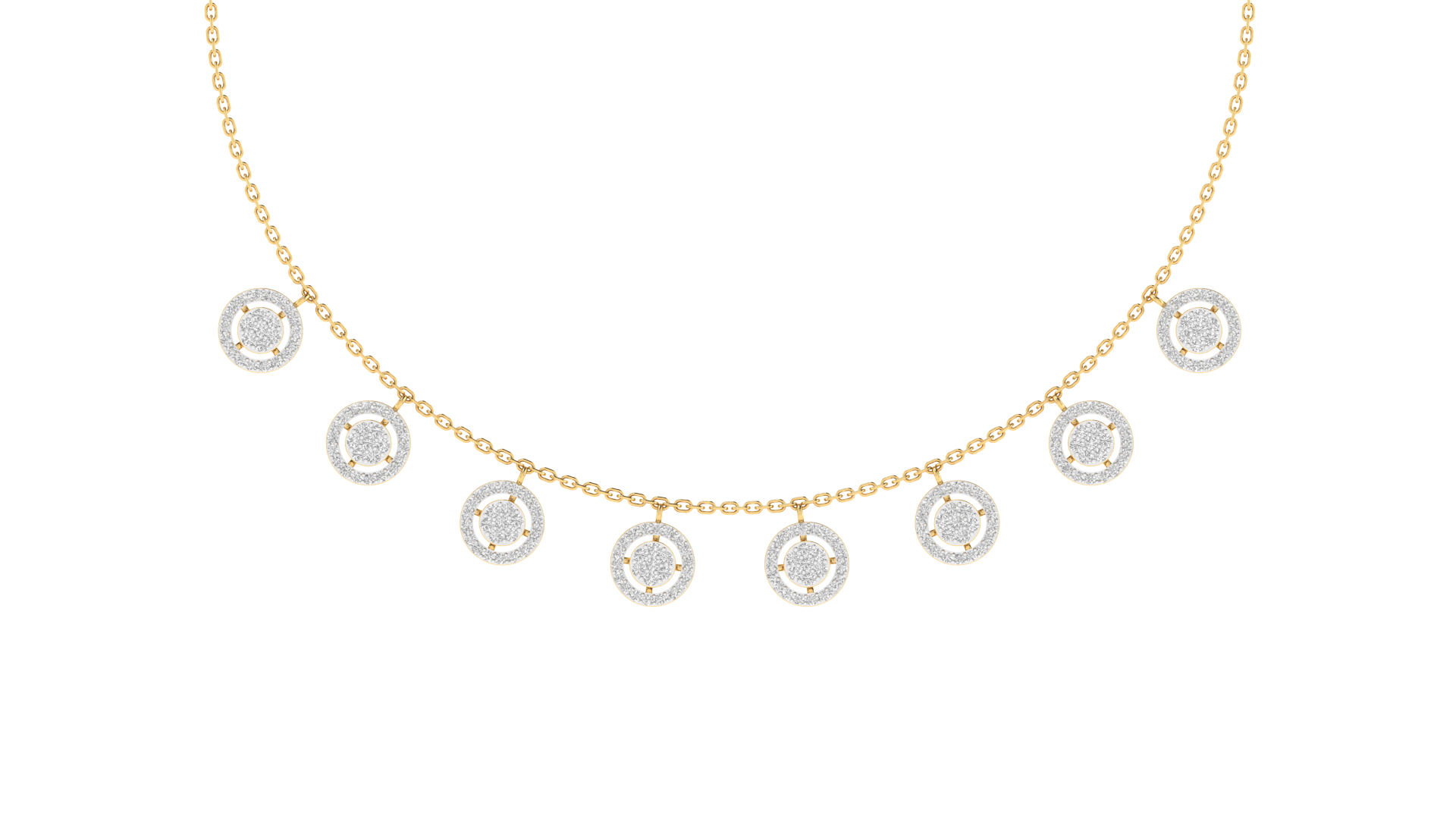 Lab Grown Small diamonds round charm necklace - White