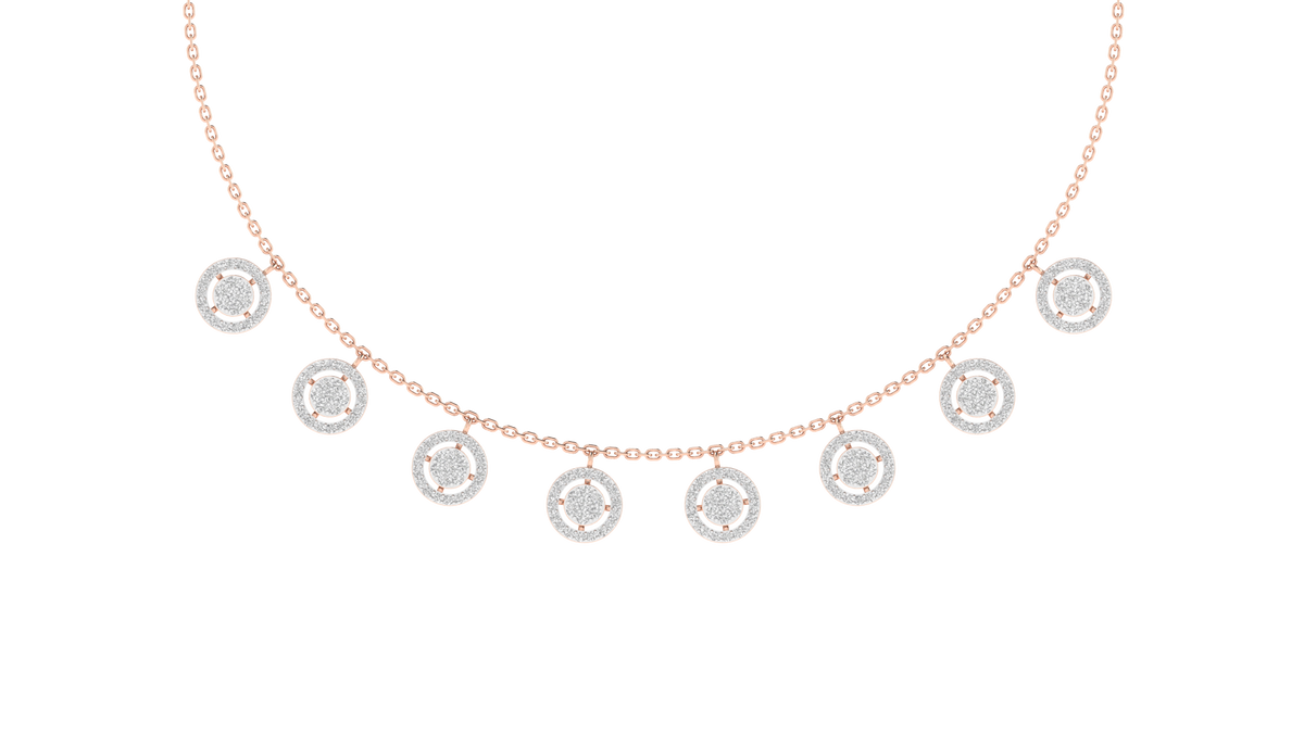 Lab Grown Small diamonds round charm necklace - White