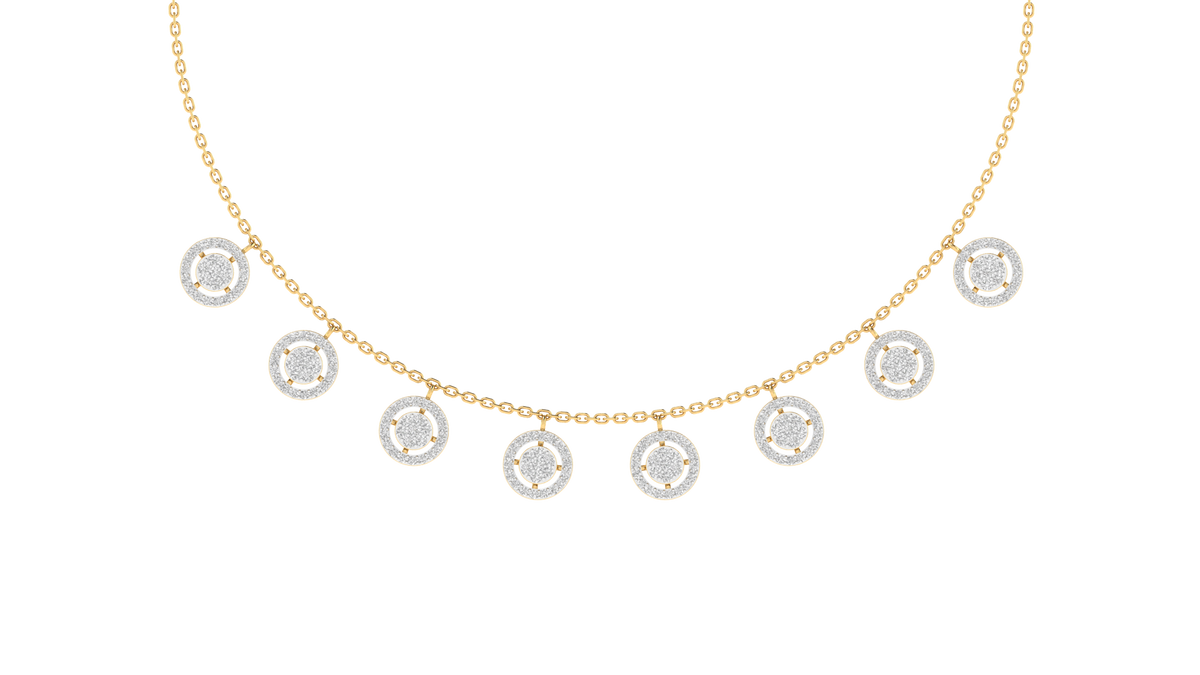 Lab Grown Small diamonds round charm necklace - Gold