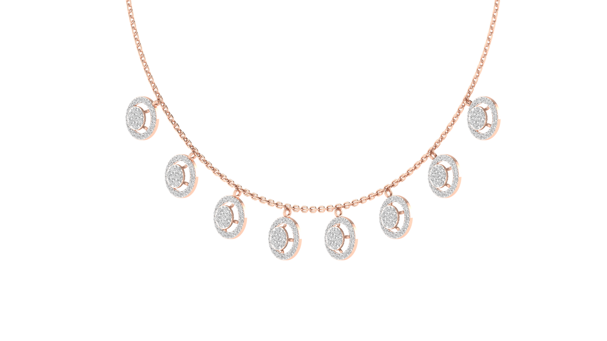 Lab Grown Small diamonds round charm necklace - Rose