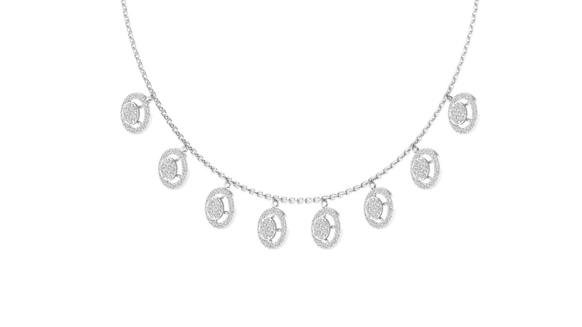 Lab Grown Small diamonds round charm necklace - White