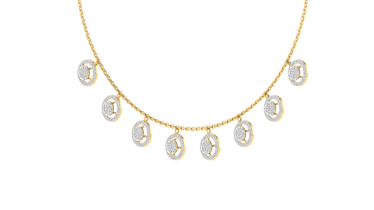 Lab Grown Small diamonds round charm necklace - Gold