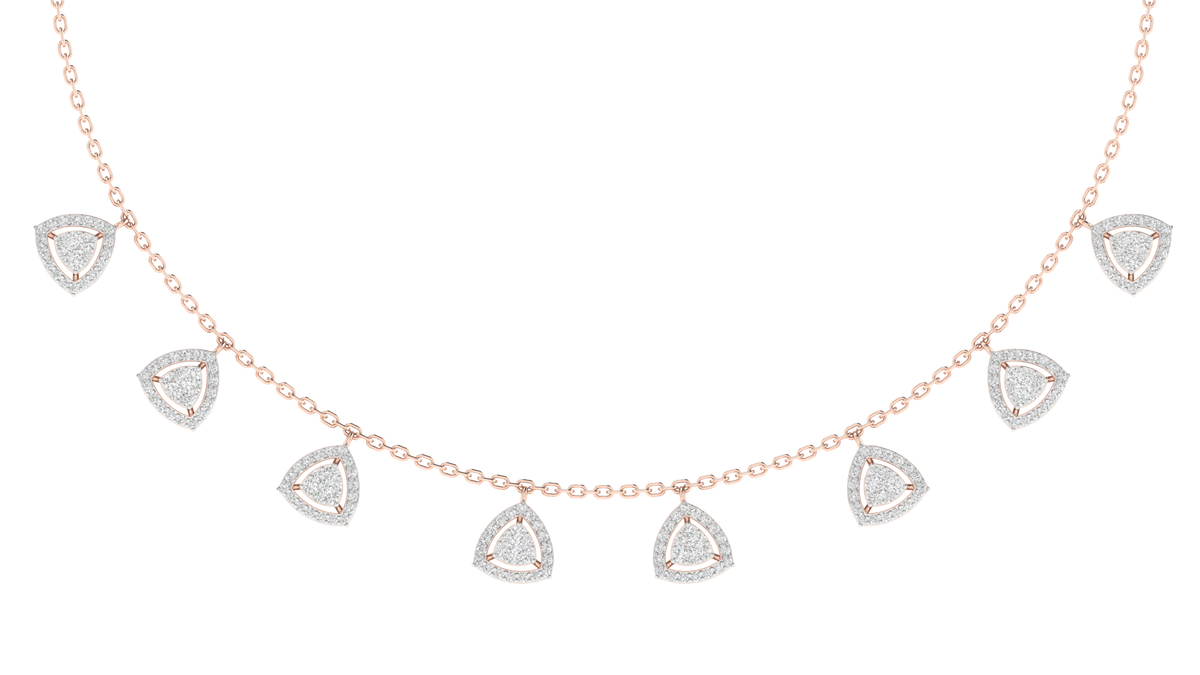 Lab Grown Small diamonds Triangle charm necklace - Rose
