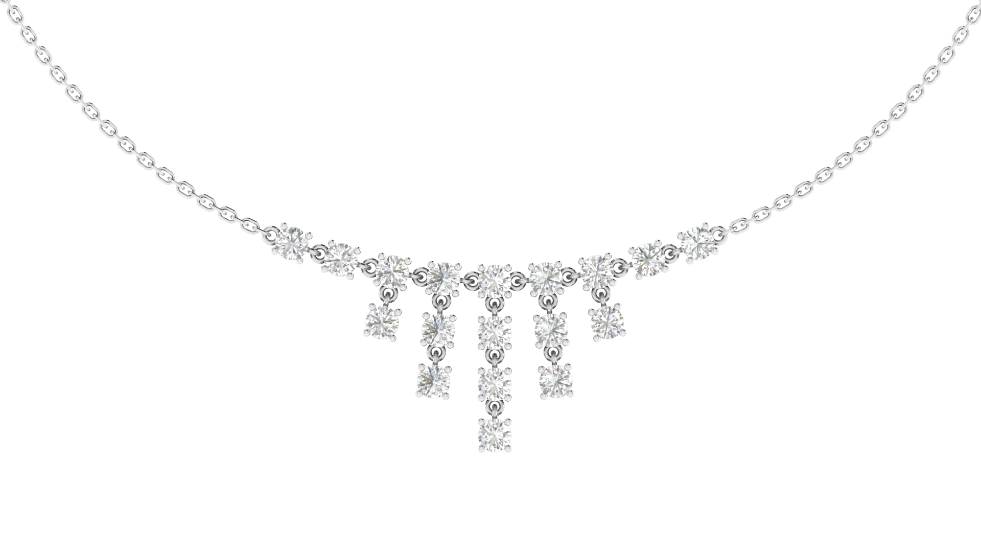 Lab Grown Classic 18 cents pyramid necklace - White
