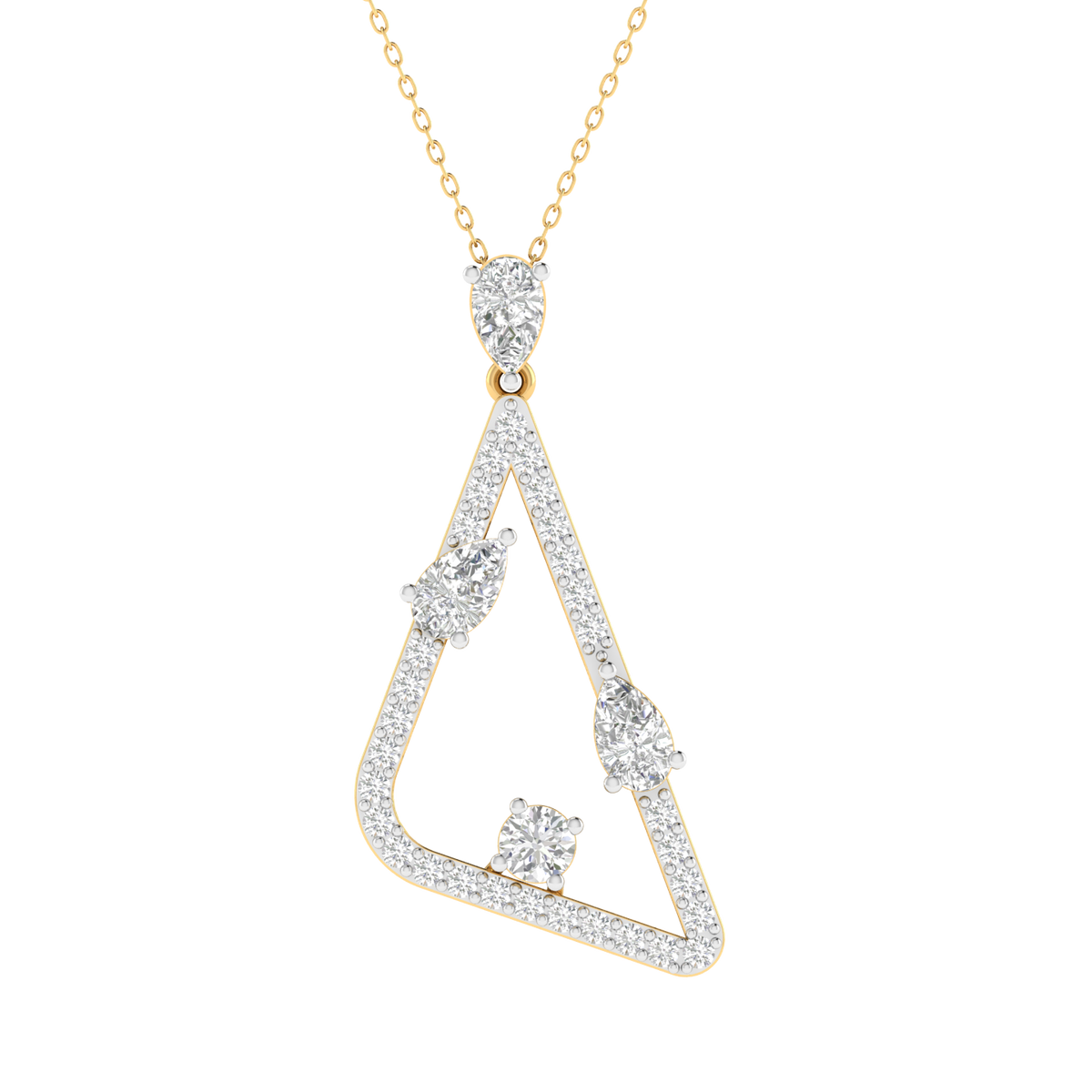 Lab Grown triangle with pear pendant