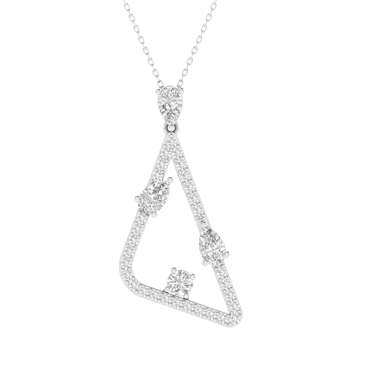 Lab Grown triangle with pear pendant