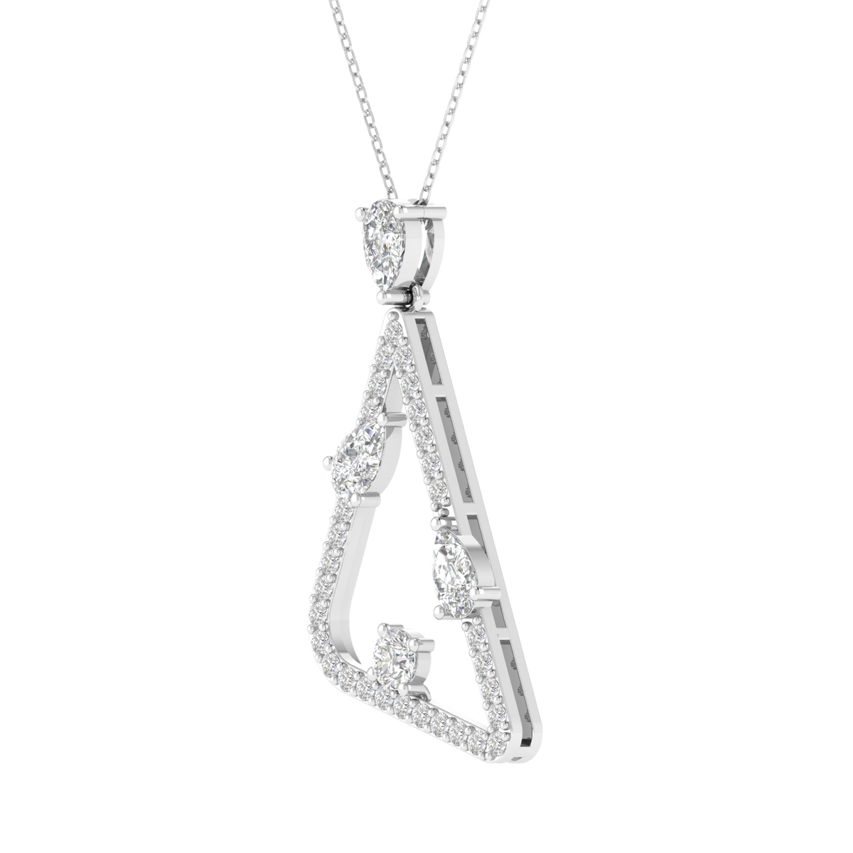 Lab Grown triangle with pear pendant