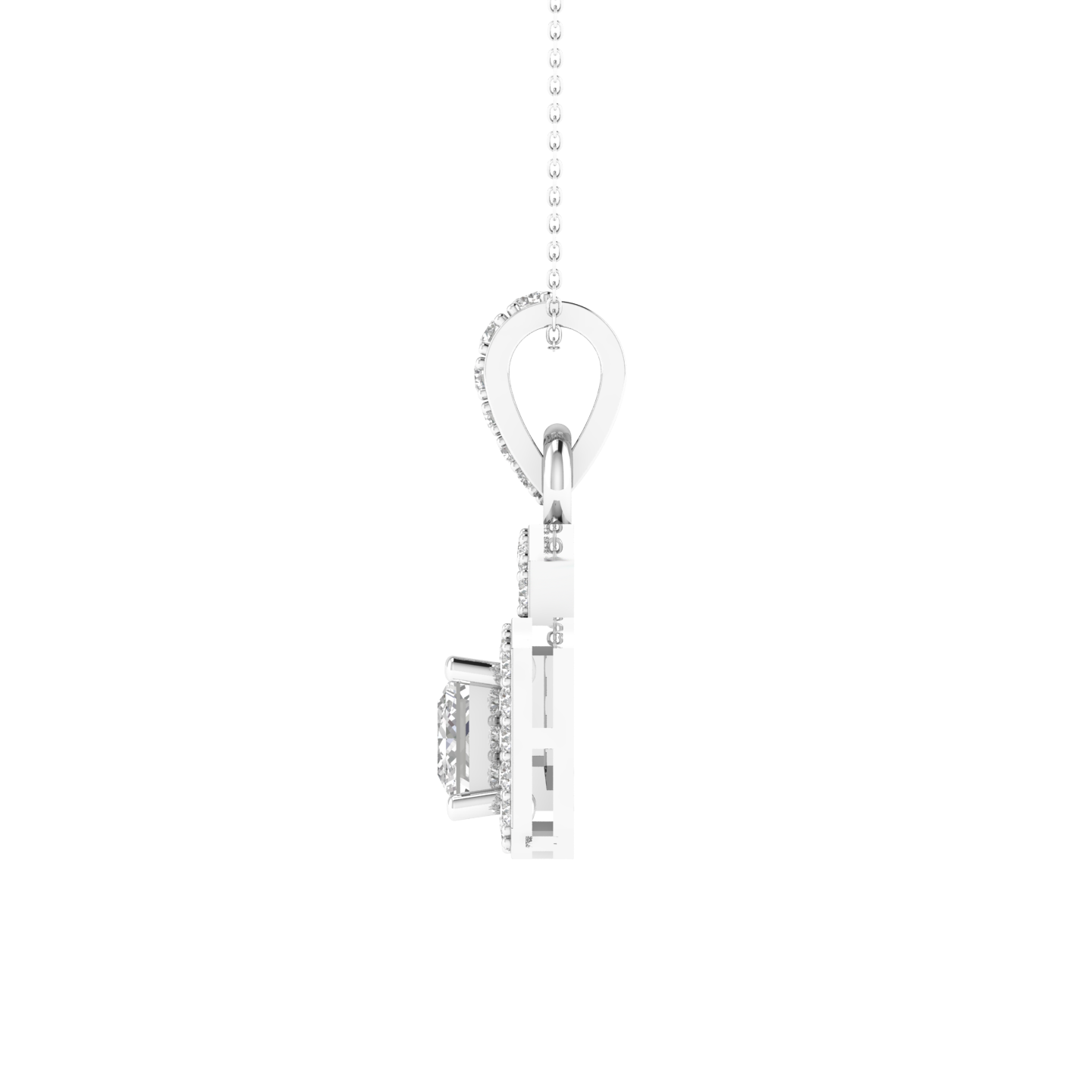 Lab Grown princess halo pendant - White