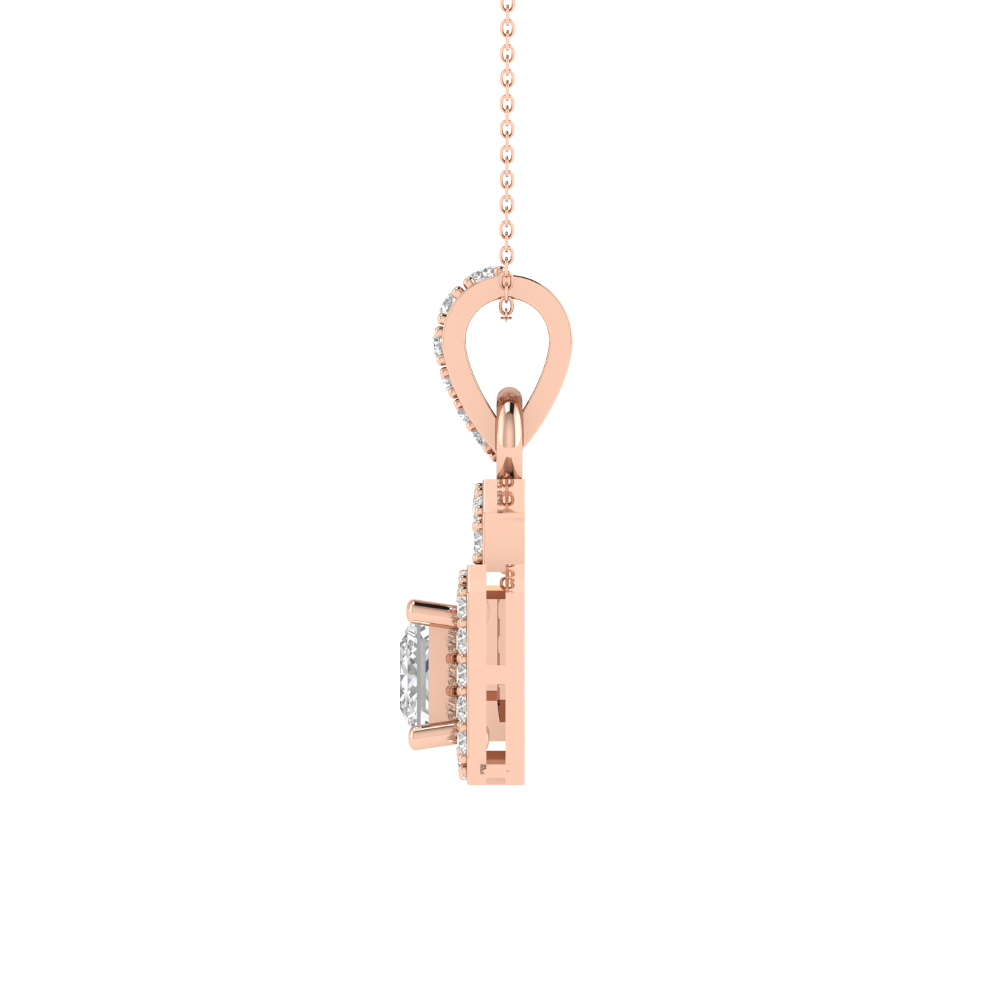 Lab Grown princess halo pendant - Rose