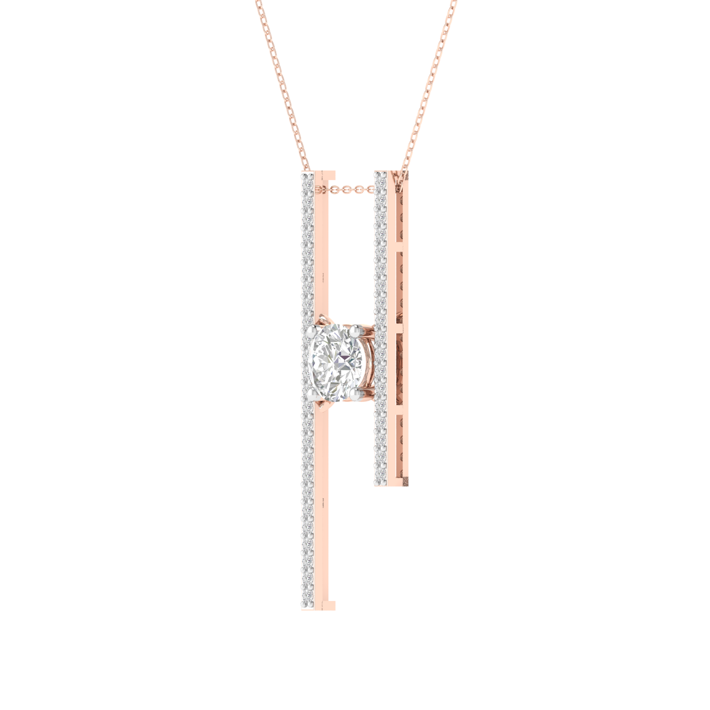 Lab Grown 1.50 carat heart solitaire pendant - Rose