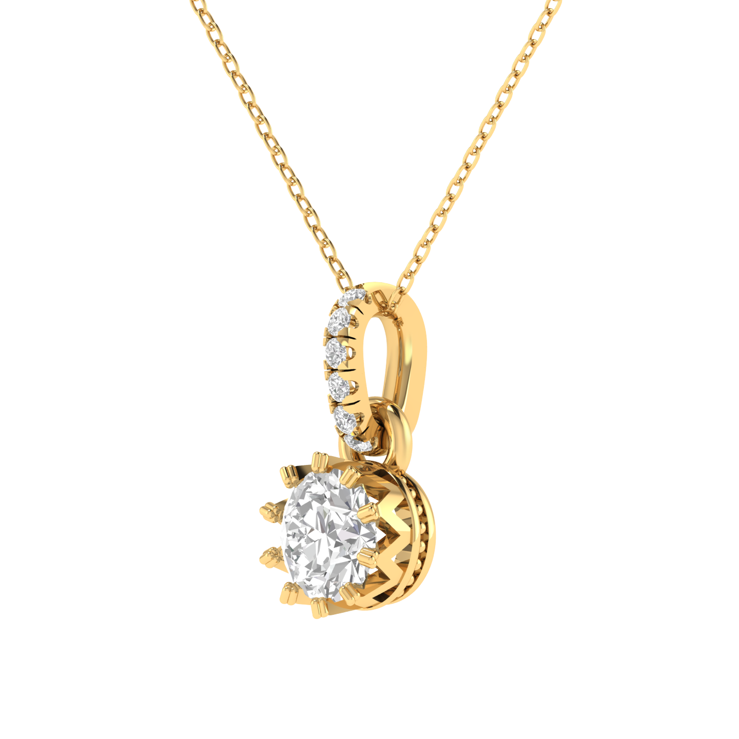 Lab Grown Crown setting pendant - Gold