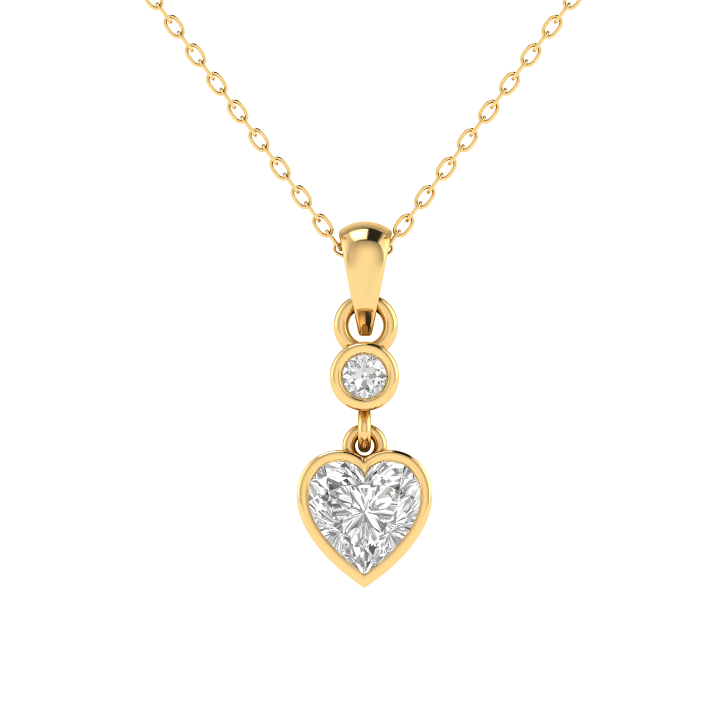Lab Grown heart solitaire pendant - Gold