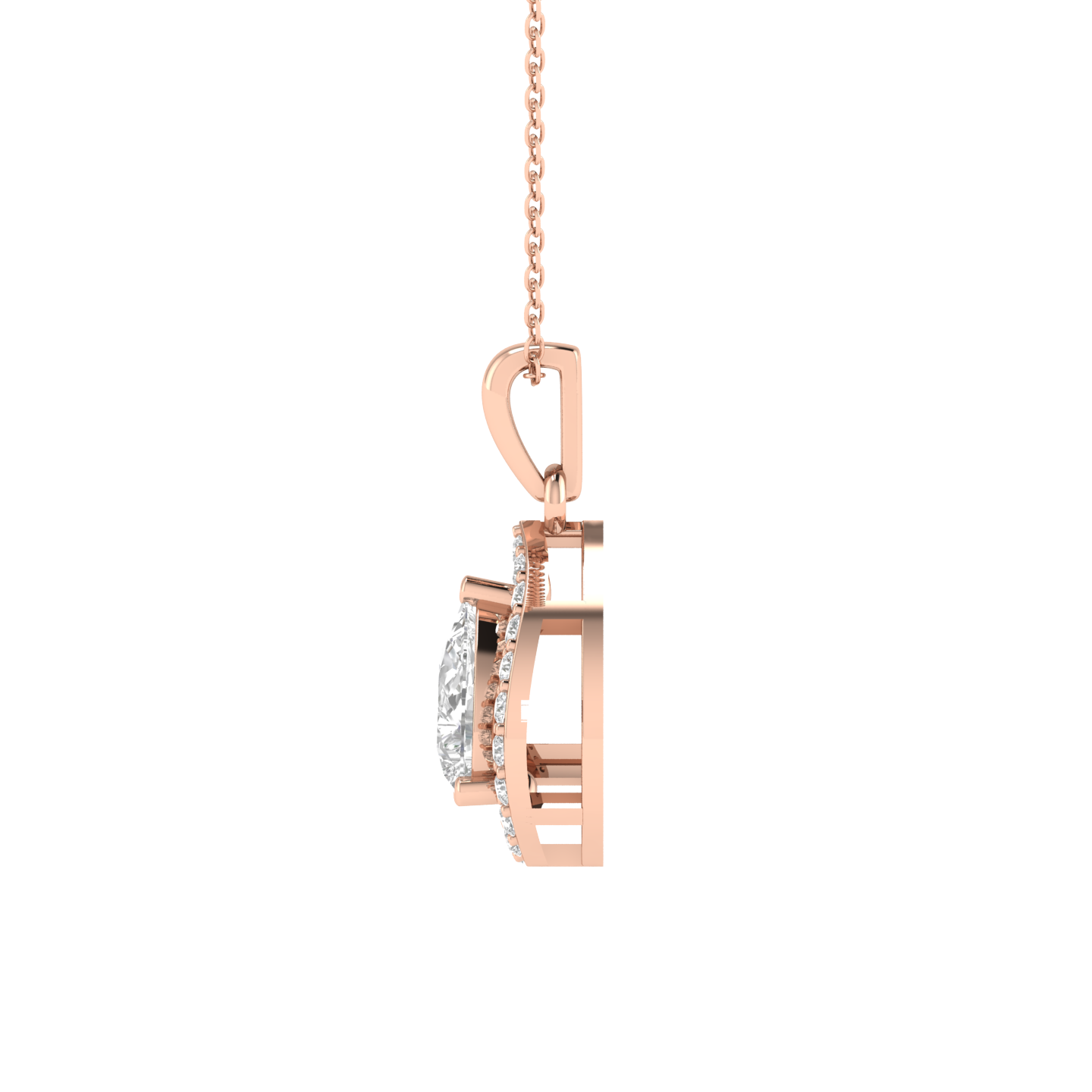 Lab Grown halo pear pendant - Rose