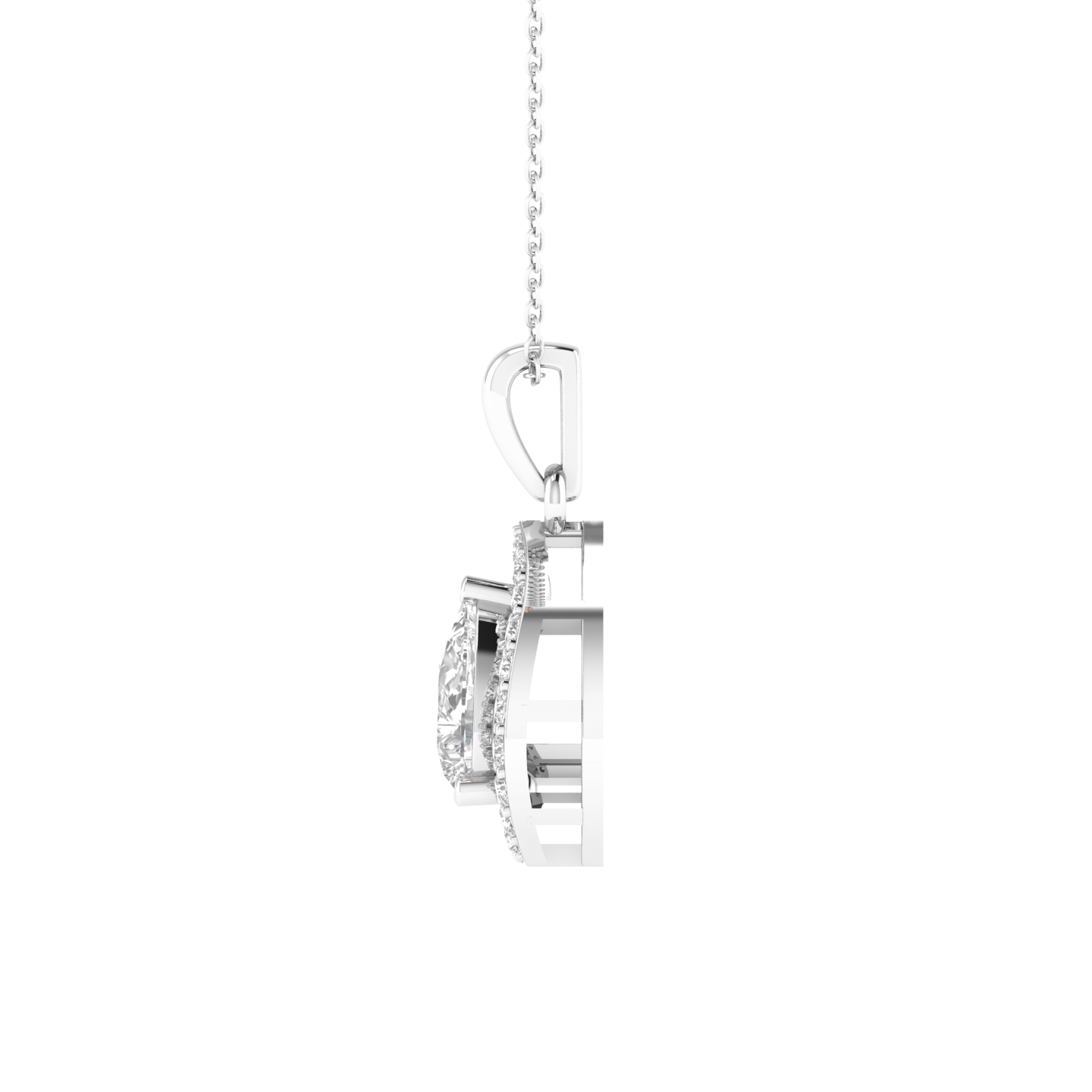 Lab Grown halo pear pendant - White