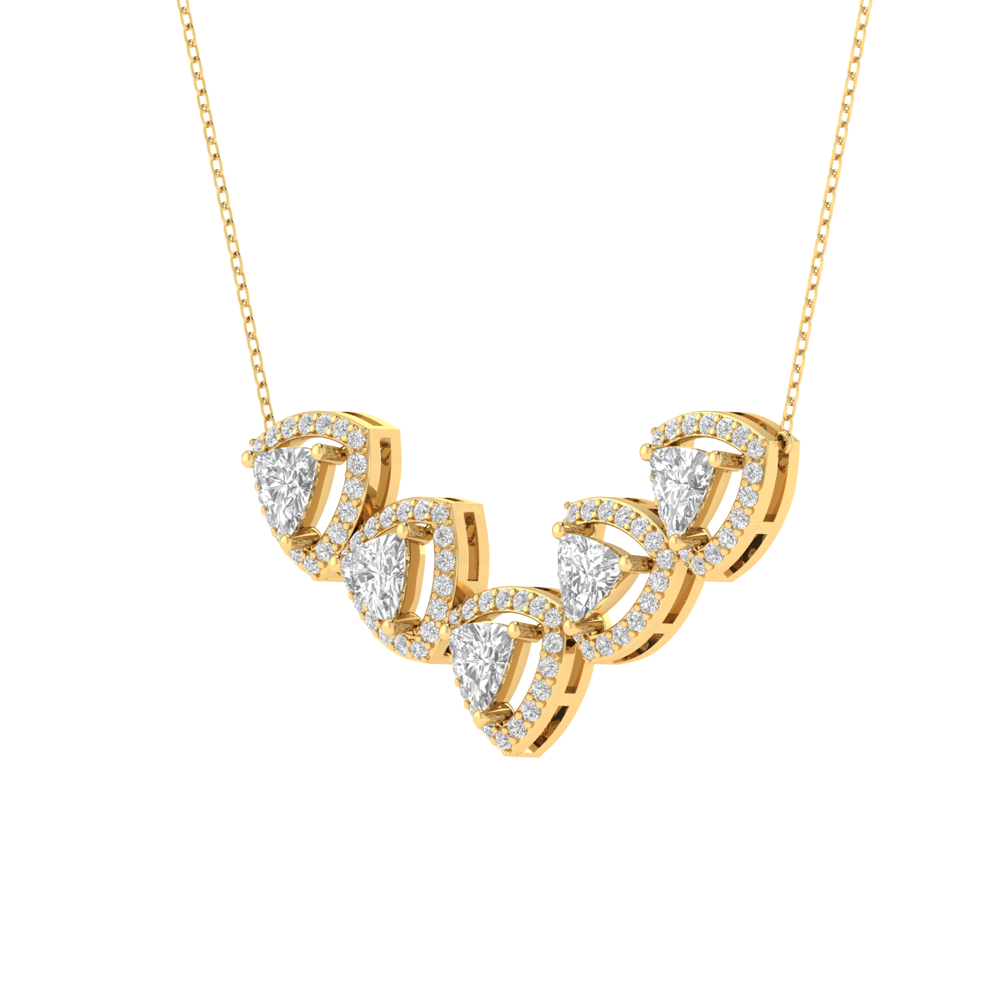 Lab Grown halo 5 trillion pendant - Gold