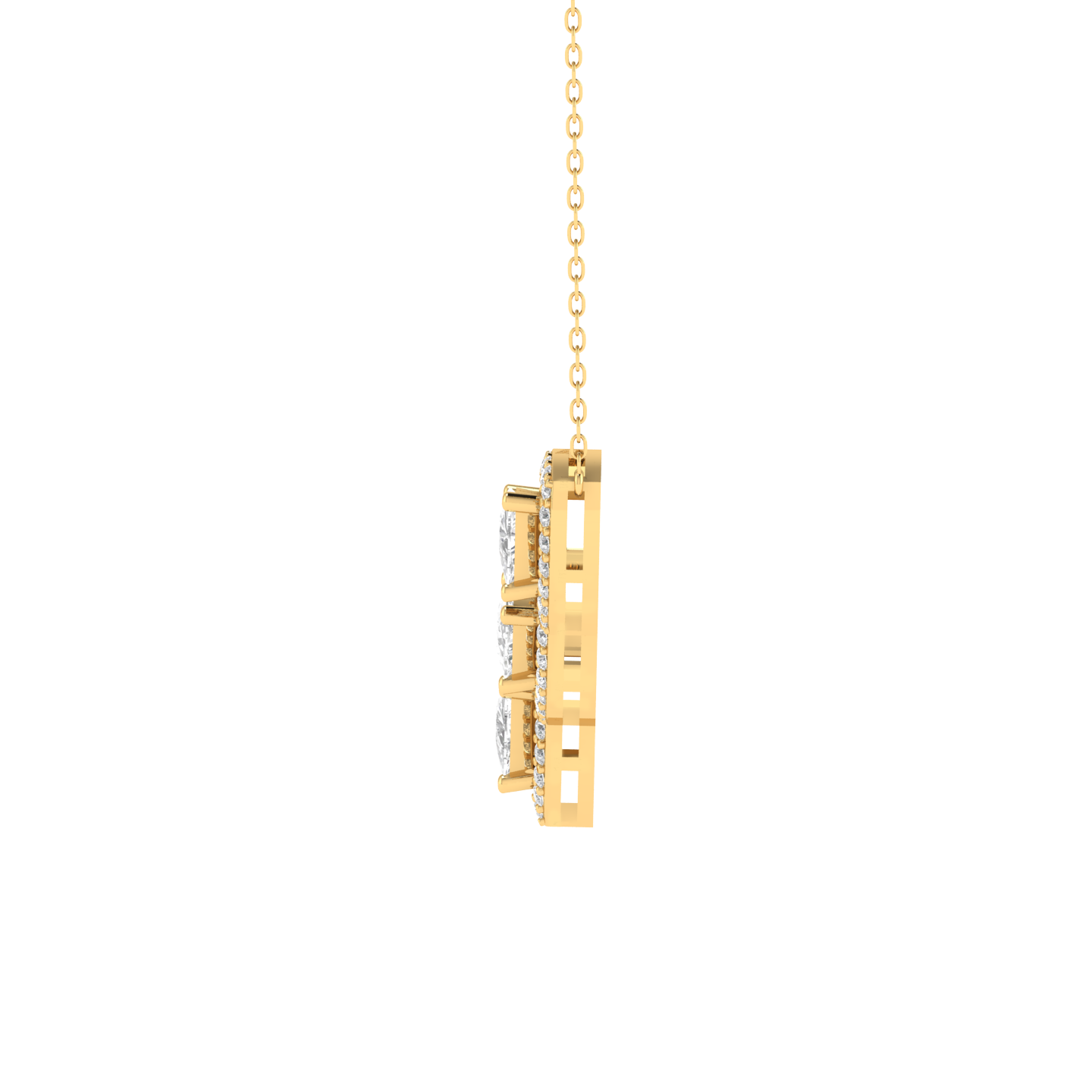 Lab Grown halo 5 trillion pendant - Gold