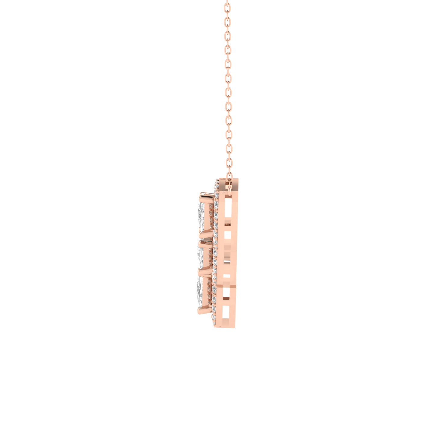 Lab Grown halo 5 trillion pendant - Rose
