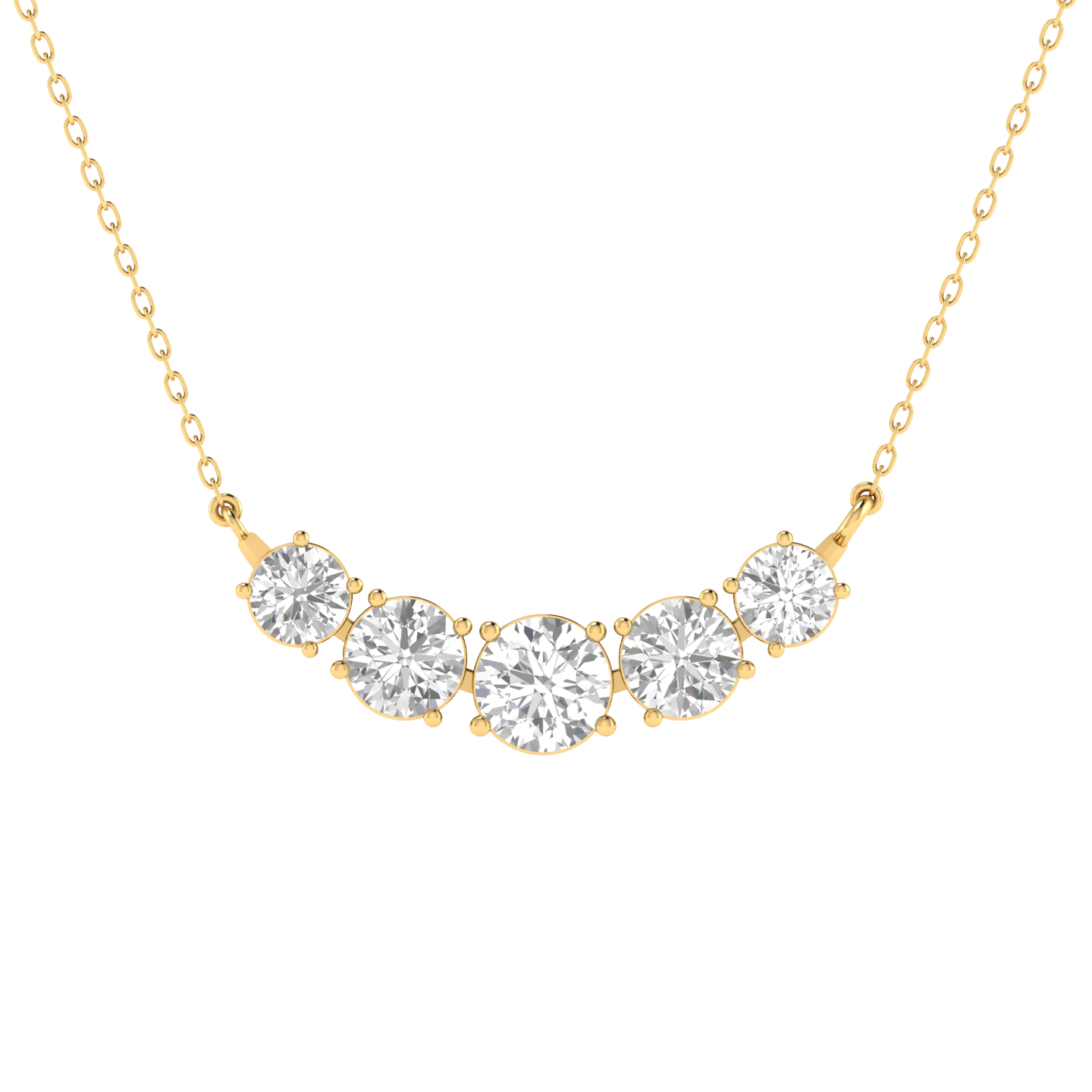 Lab Grown Graduating 5 solitaire pendant - Gold
