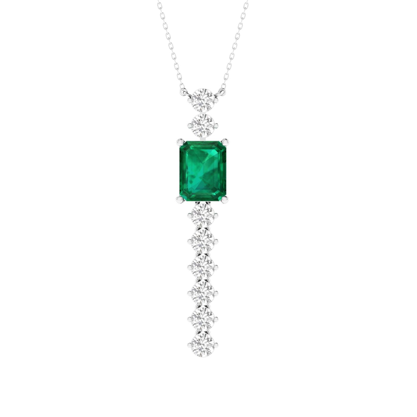 Lab Grown flexible pendant with green emerald - White