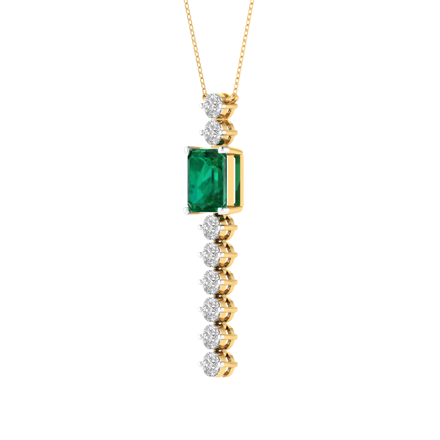 Lab Grown flexible pendant with green emerald - Gold