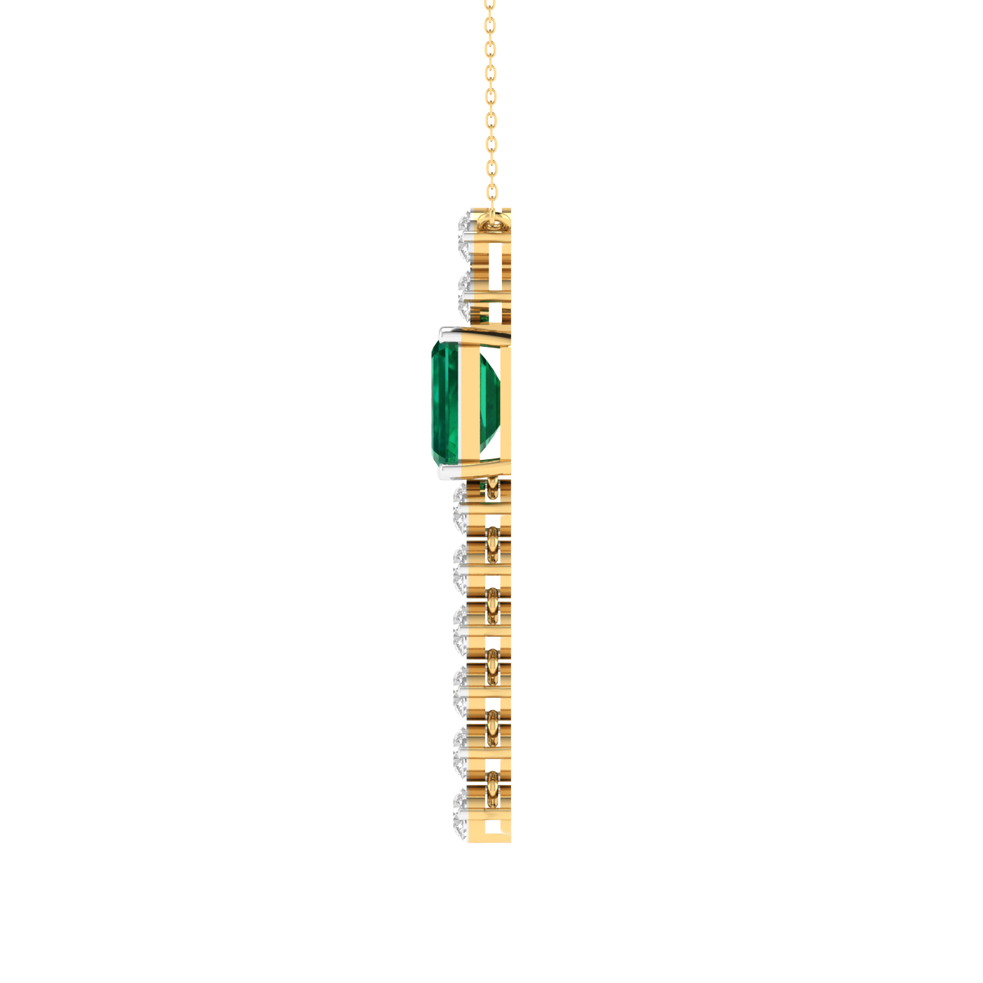 Lab Grown flexible pendant with green emerald - Gold