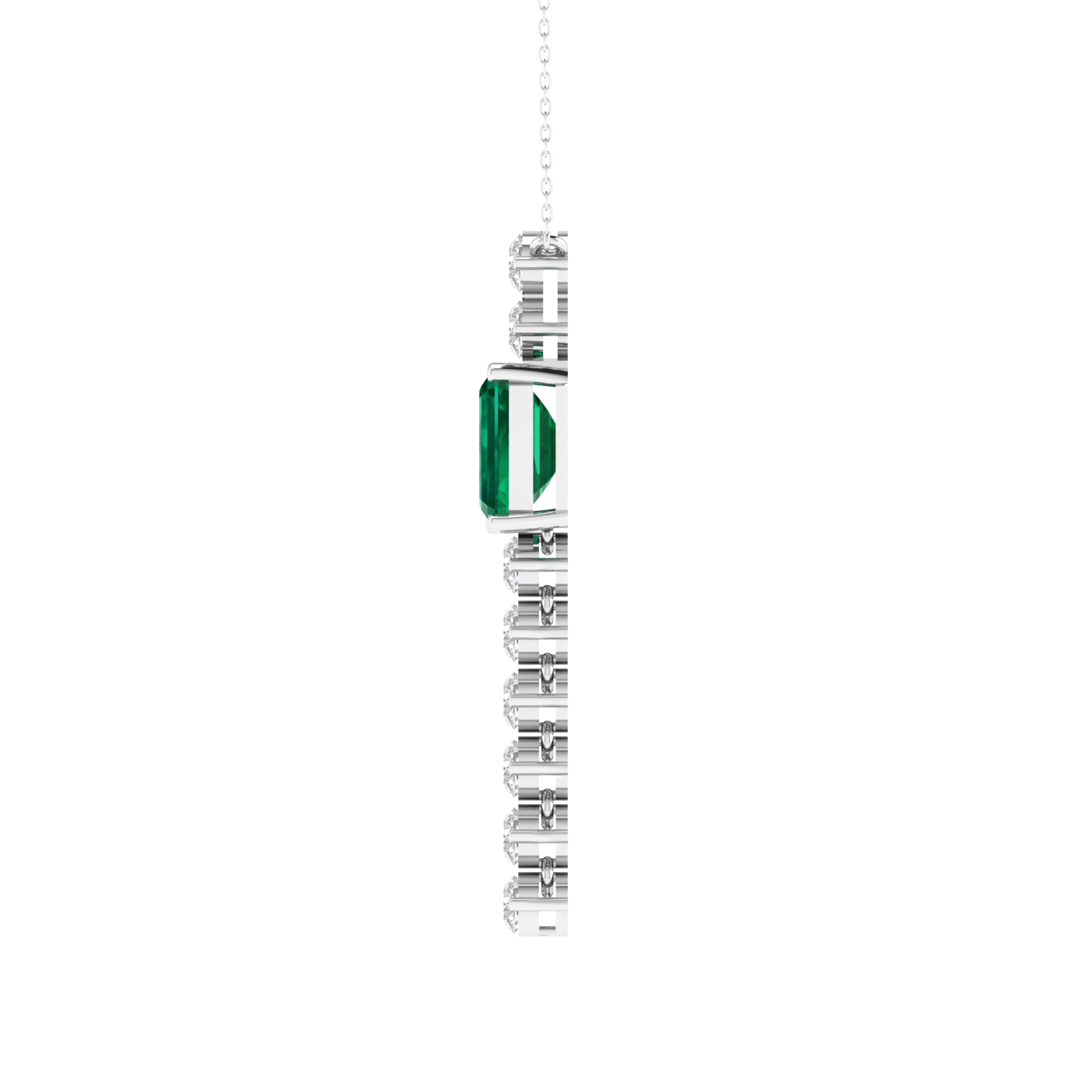 Lab Grown flexible pendant with green emerald - White