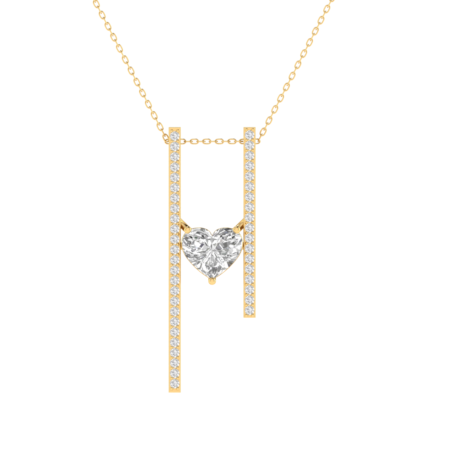 Lab Grown 1.50 carat heart solitaire pendant - Gold
