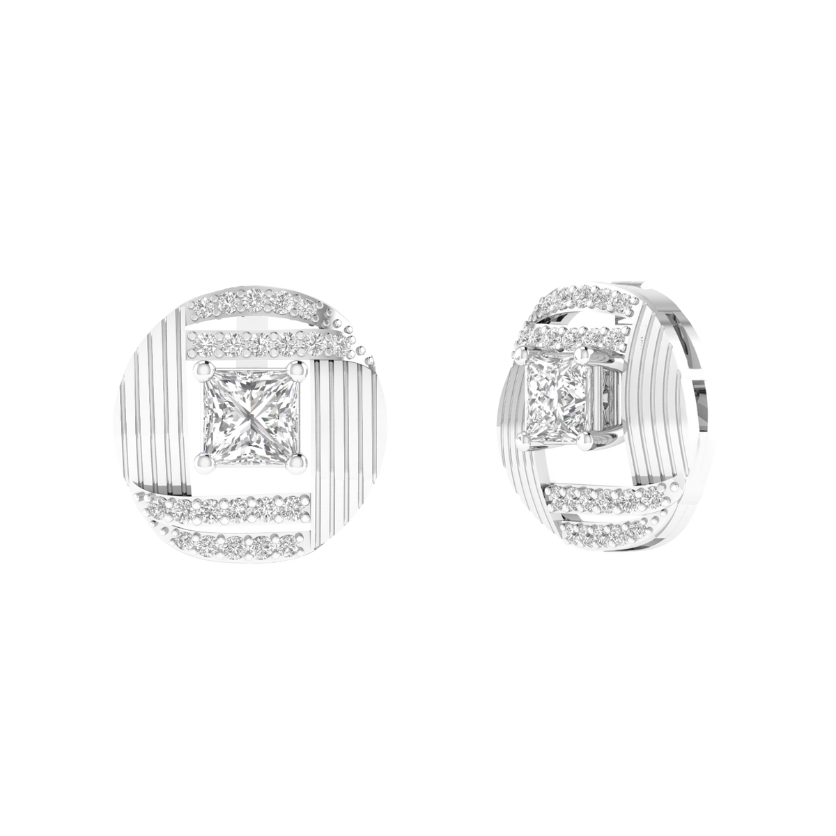 multipurpose Princess solitaire earrings - White
