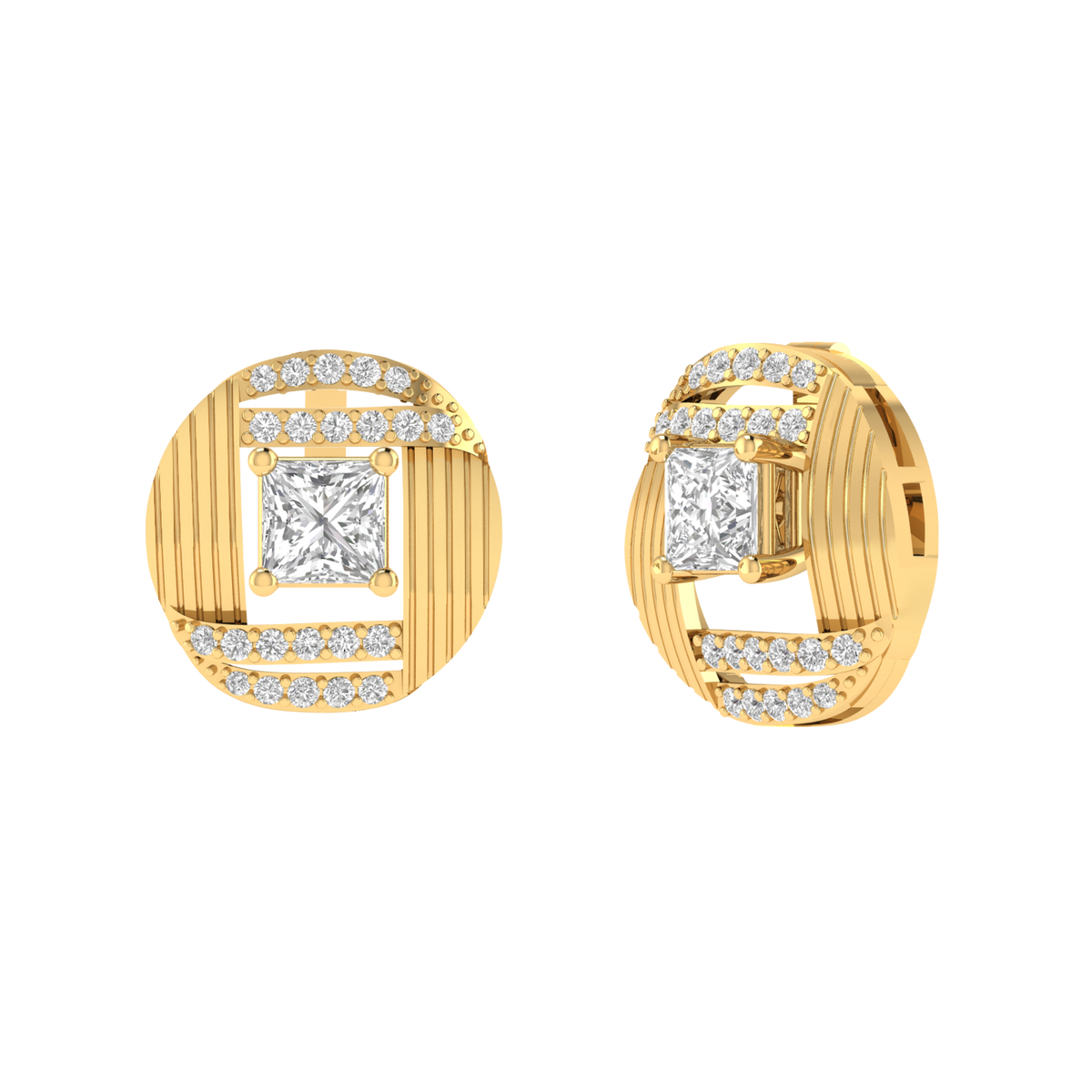 multipurpose Princess solitaire earrings - Gold