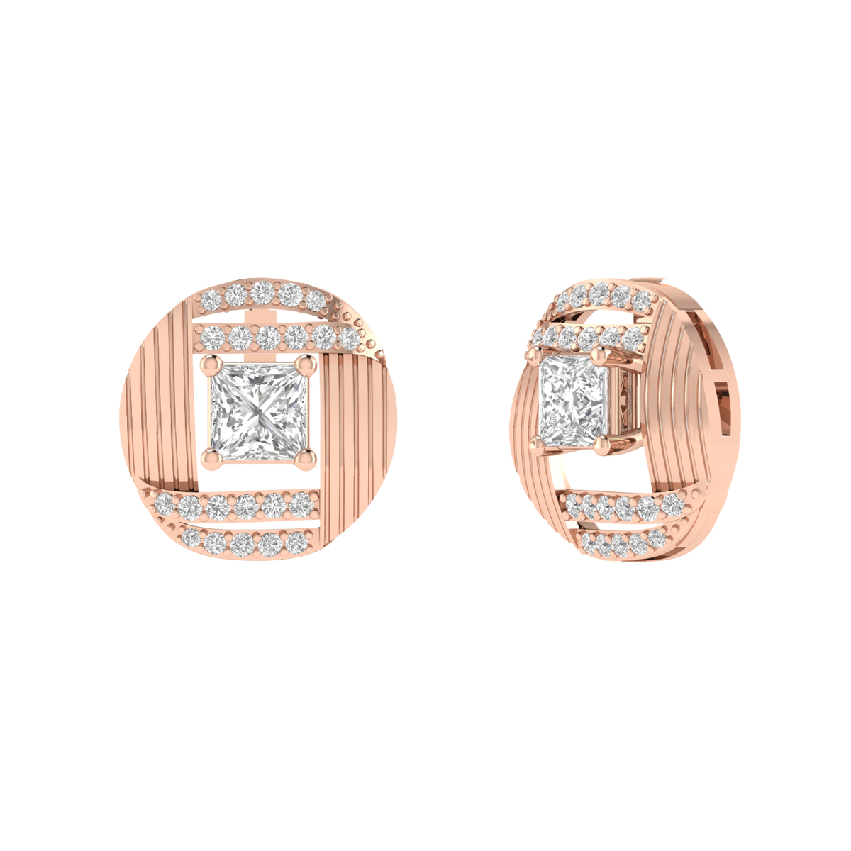 multipurpose Princess solitaire earrings - Rose